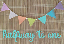 Load image into Gallery viewer, Felt and Glittered Canvas Bunting with Wood Bead Spacers