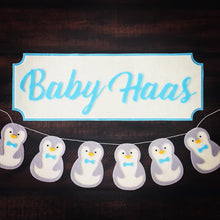 Load image into Gallery viewer, Name Banner and Penguin Bunting
