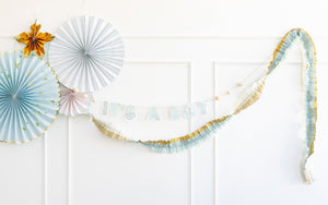 Baby Blue/Cream/Gold Crepe Garland