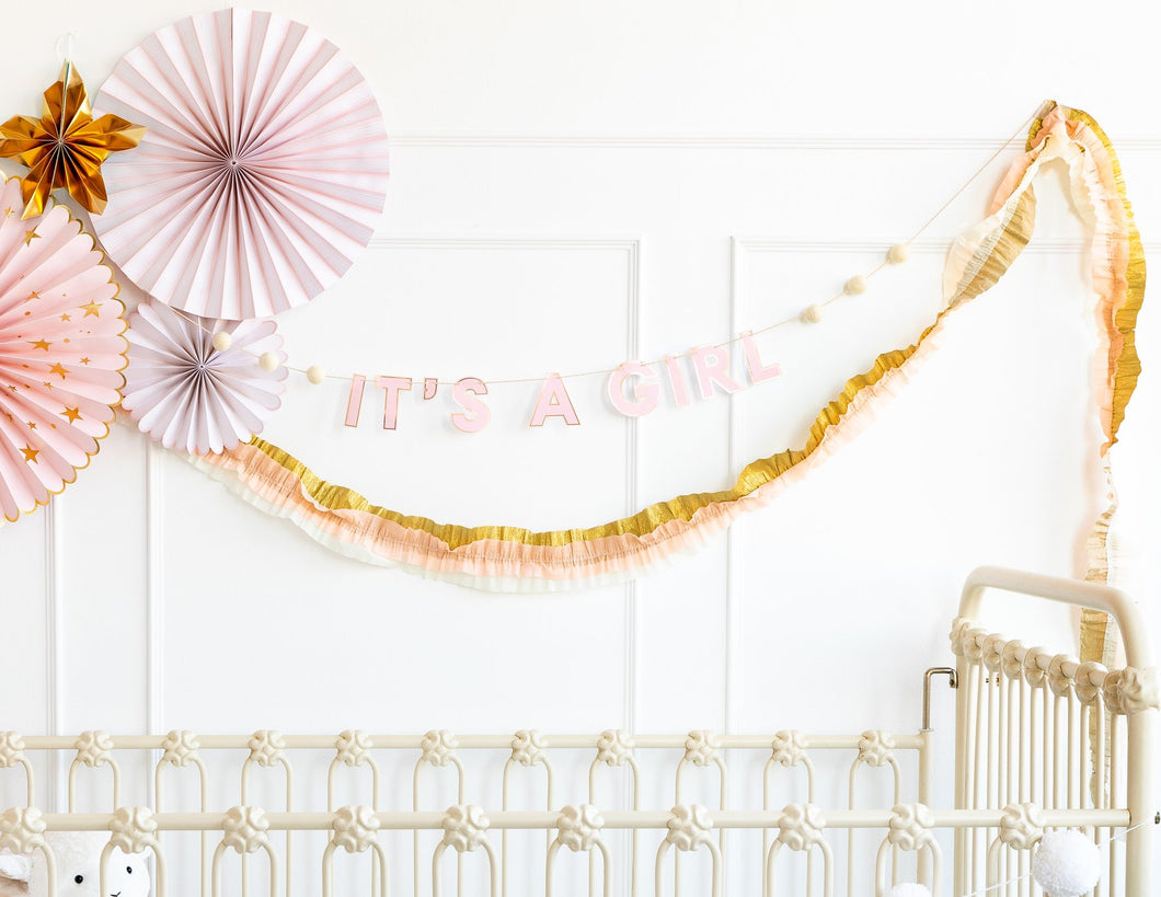 Baby Pink/Cream/Gold Crepe Garland